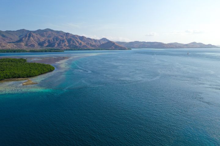 Ocean with Island and Mountain